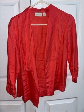 Chicos Open-Front Salmon Draped Line Jacket Size 2P